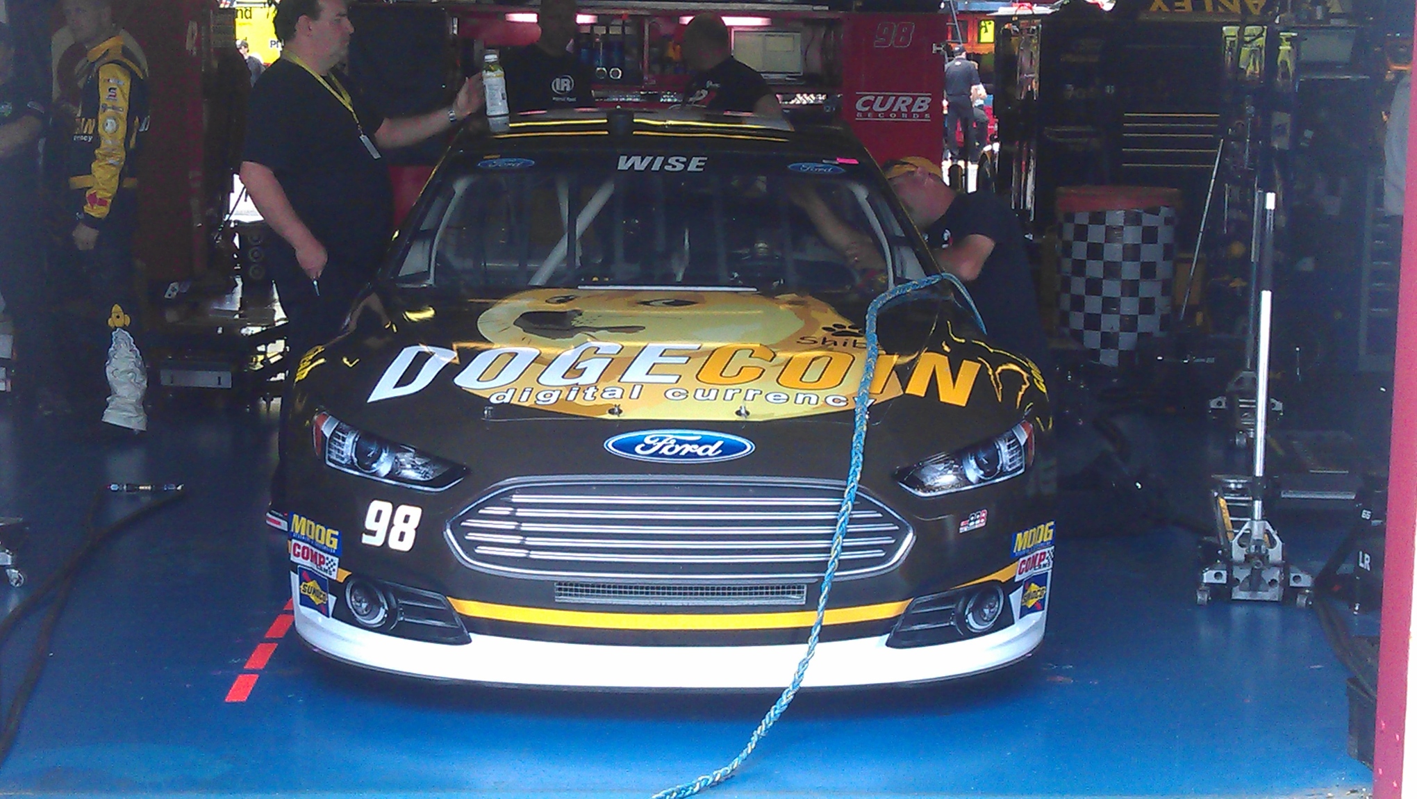 First Look At The Dogecoin Car In A Nascar Garage