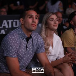 Rory Macdonald sitting cageside at Bellator NYC.