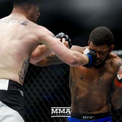 Justin Gaethje delivers a right at Michael Johnson at TUF 25 Finale.