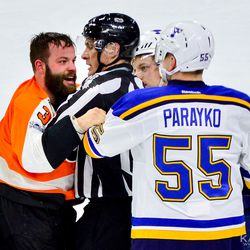 Radko “Crazy Eyes” Gudas after a fight that broke out during the third period