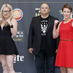 Heather Hardy and Alice Yauger pose during Bellator 180 media day.