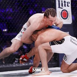 Zach Freeman looks for the submission at Bellator NYC.