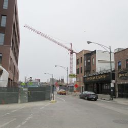 Large crane at work on the Hotel Zachary site