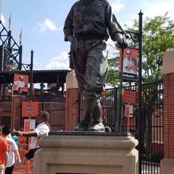 Statue of Babe Ruth inside Eutaw Street gate