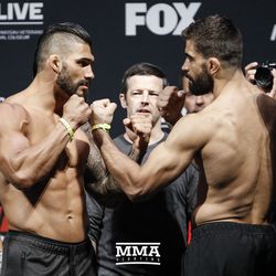 Lyman Good and Elizeu Zaleski dos Santos square off at UFC on FOX 25 weigh-ins.