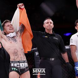 James Gallagher celebrates his win at Bellator NYC.