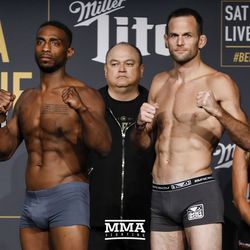 Bradley Desir and Nate Grebb square off at Bellator NYC weigh-ins.