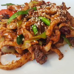 Dry-fried noodles at Silk Road