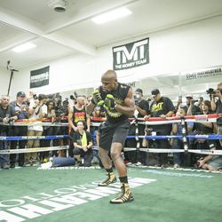 Floyd Mayweather works out at his gym.