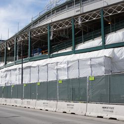 View along the Addison Street side of the ballpark, inside the construction fence