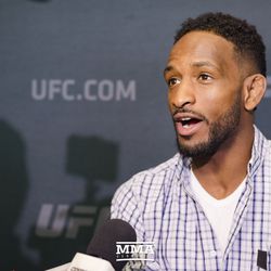 Neil Magny answers questions at UFC 215 media day at the Rogers Place in Edmonton, Alberta, Canada.