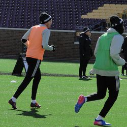 Minnesota United players had the opportunity to practice on TCF Bank Stadium’s artificial turf pitch.