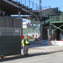 A panorama, so to speak, of what's visible through the RF corner gate.  Some cover over what figures to be the new LF bullpen gate