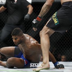 Alistair Overeem gets knocked down at UFC 213.