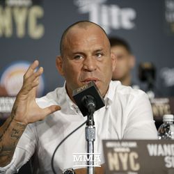 Wanderlei Silva answers a question at the Bellator NYC press conference.