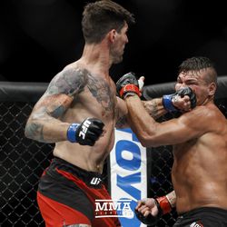 Ryan Janes connects on Jack Marshman at UFC Fight Night 113 on Sunday at the The SSE Hydro in Glasgow, Scotland.