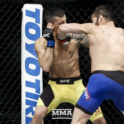 Jimmie Rivera lands an elbow at UFC on FOX 25.