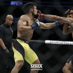 Rob Font connects at UFC 213.
