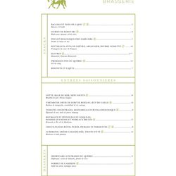 Bar and dinner menu