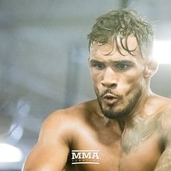 Dennis Bermudez working up a sweat at UFC on FOX 25 open workouts Thursday at UFC Gym in New Hyde Park, N.Y.