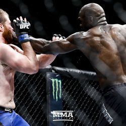 Jared Cannonier delivers a left at TUF 25 Finale.