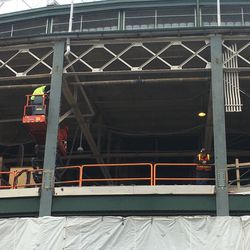 Work on steel on south side of ballpark