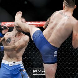 James Krause delivers a head kick at TUF 25 Finale.