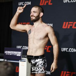Tom Gallicchio makes weight at the TUF 25 Finale official weigh-ins at MGM Conference Center.