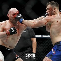 Gian Villante strikes Patrick Cummins in the face at UFC on FOX 25.