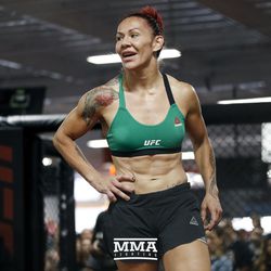 Cris Cyborg gets done with her workout session.