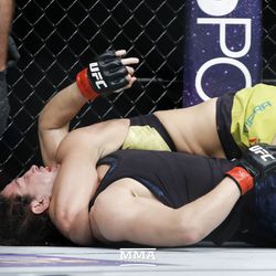 Ketlen Vieira gets the submission at UFC 215.