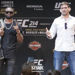 Tyron Woodley and Demian Maia pose after UFC 214 presser.