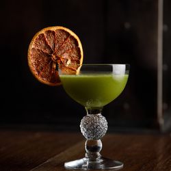Bonzai cocktail with Suntory Toki whiskey, orgeat, grapefruit, lemon, matsu tea