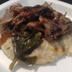 Sloppy Mama’s lamb with grits. 