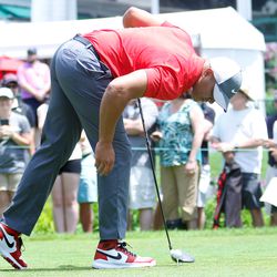 The best golf shoes of the day went to Hamilton actor Chris Jackson who wore Air Jordan I’s at the 2017 Travelers Championship Pro-Am.<br>