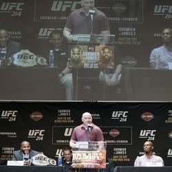 Dana White cracks a joke at UFC 214 presser.