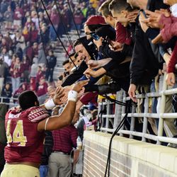 Sr. DE DeMarcus Walker after his last game in Doak, thanking the fans. Go get paid, sir.