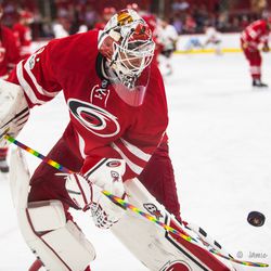 Eddie Lack uses pride tape on his stick during warmups. February 24, 2017. You Can Play Night, Carolina Hurricanes vs. Ottawa Senators, PNC Arena, Raleigh, NC. Copyright © 2017 Jamie Kellner. All Rights Reserved.