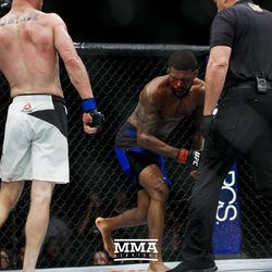 Michael Johnson gets to his feet at TUF 25 Finale.