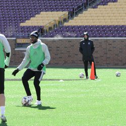 Minnesota United players had the opportunity to practice on TCF Bank Stadium’s artificial turf pitch.