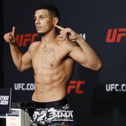 Drakkar Klose makes weight at the TUF 25 Finale official weigh-ins at MGM Conference Center.
