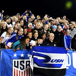 Lindsey Horan celebrates with her old club, Colorado Rush.