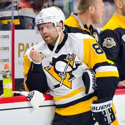 Phil Kessel during warmups checking out his nails