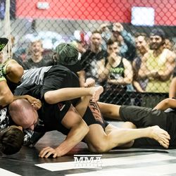 Patrick Cummins in a bit of trouble on the ground at UFC on FOX 25 open workouts Thursday at UFC Gym in New Hyde Park, N.Y.