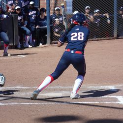 Ashleigh Hughes attempts to slash a pitch