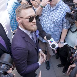 Conor McGregor answers questions Tuesday.