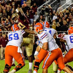 RSo. DT Demarcus Christmas swats a UF pass down.