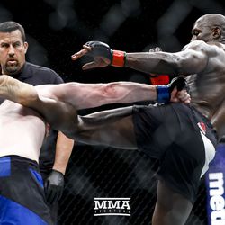 Jared Cannonier lands a body kick at TUF 25 Finale.