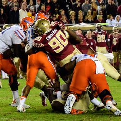 RSo. DT Demarcus Christmas gets a big stuff at the line of scrimmage.