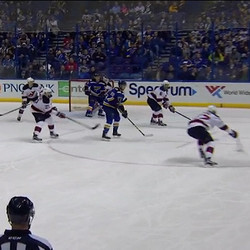 Screen #14 - Vladimir Tarasenko is a sniper and he’ll snipe this PPG.  Andy Greene being in the lane will make it harder for Cory Schneider to stop this.